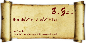 Bordán Zsófia névjegykártya