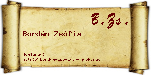 Bordán Zsófia névjegykártya